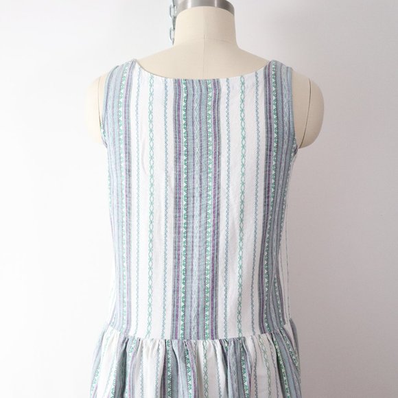 ❌SOLD❌vintage 90s woven stripe jumper dress - Picture 5 of 12